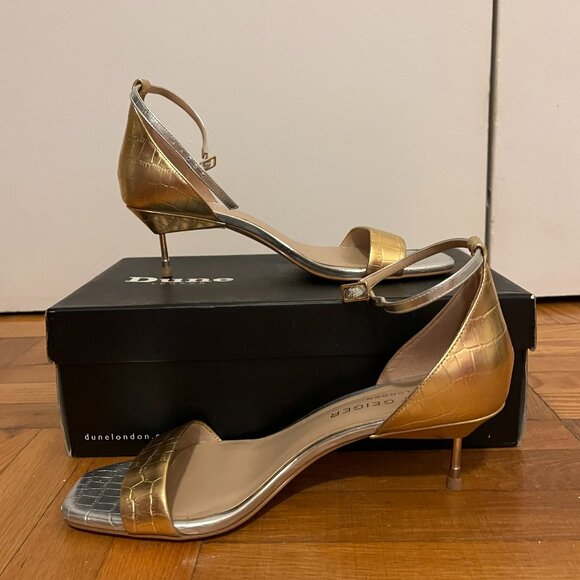 Kurt Geiger London Metallic Heels – Gold & Silver Croc – Size 38 - Picture 7 of 10